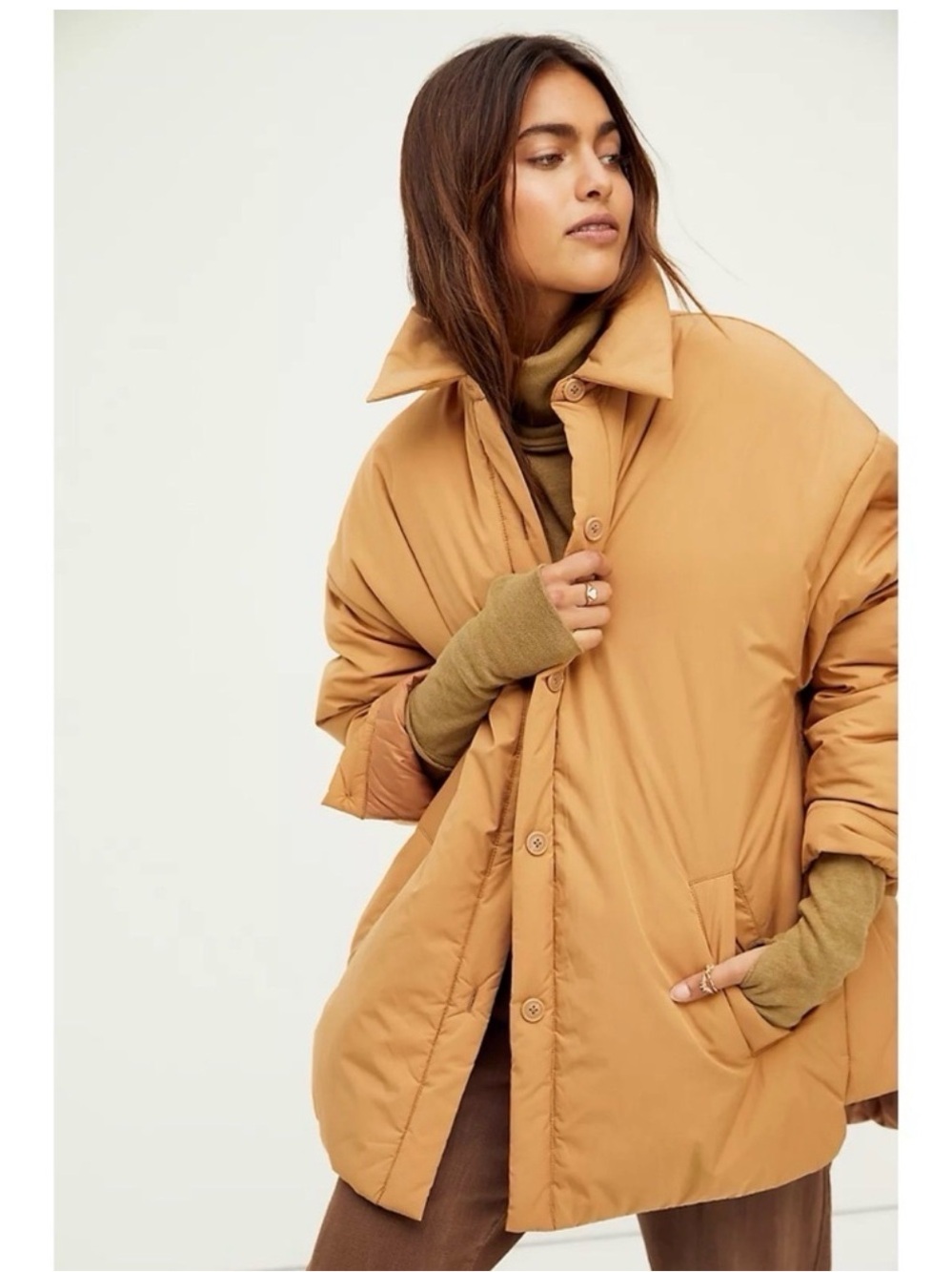 Free People Oversized Lightweight Packable Shacket Puffer, S